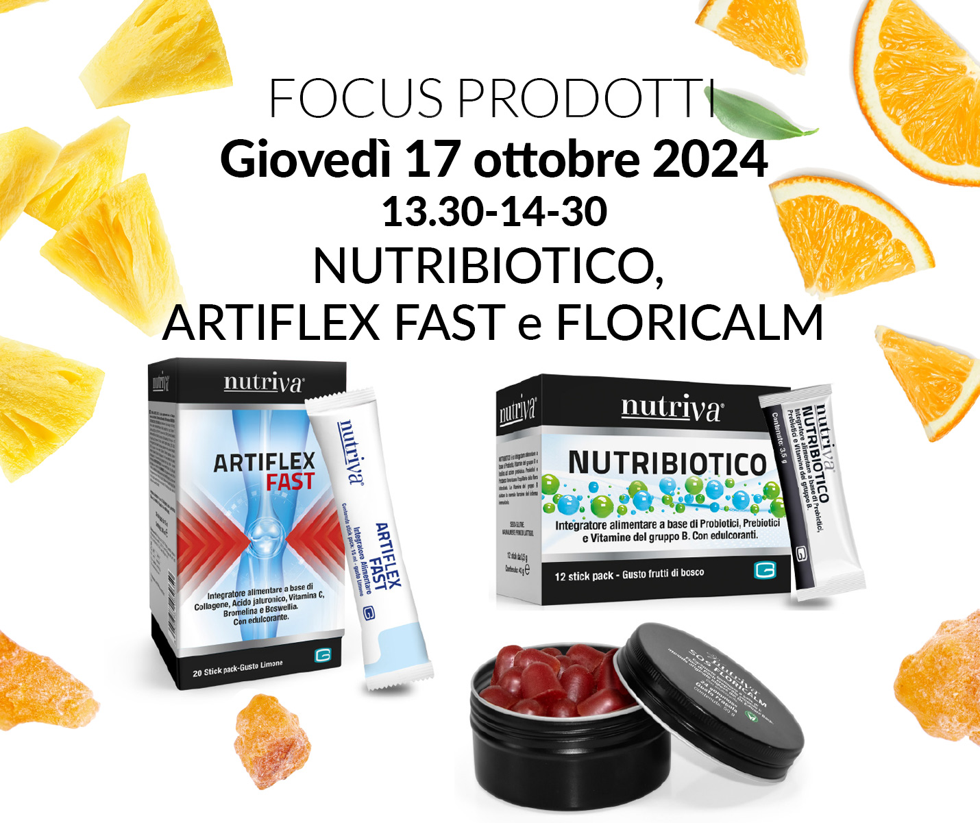 Nutribiotico, Artiflex Fast e Floricalm - Giovedì 17 ottobre 2024 - Focus Prodotti