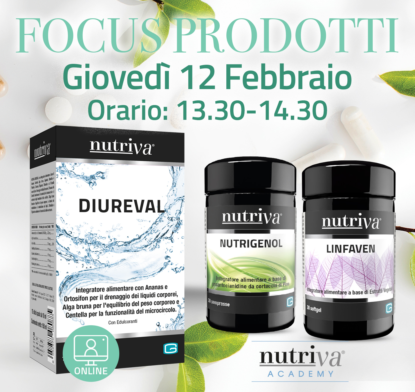 FOCUS PRODOTTI Nutriva Linfaven, Diureval e Nutrigenol - 12 FEBBRAIO 2026